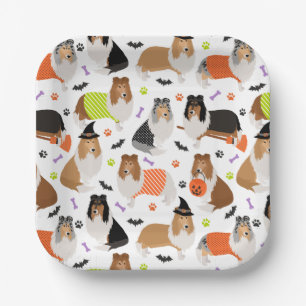 Halloween Rough Collie Paper Borden Papieren Bordje