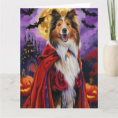 Halloween Rough Collie Vampire Pumpkins eng Kaart (Voorkant)