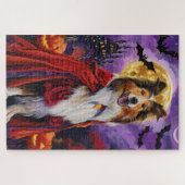 Halloween Rough Collie Vampire Pumpkins eng Legpuzzel (Horizontaal)