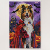 Halloween Rough Collie Vampire Pumpkins eng Legpuzzel (Verticaal)