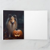 Halloween Rough Collie with Pumpkins Scary Kaart (Binnen)