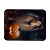 Halloween Rough Collie with Pumpkins Scary Magneet (Horizontaal)