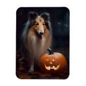 Halloween Rough Collie with Pumpkins Scary Magneet (Verticaal)