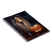 Halloween Rough Collie with Pumpkins Scary Notitieboek (Rechterzijde)