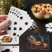 Halloween Rough Collie with Pumpkins Scary Pokerkaarten (Insitu)