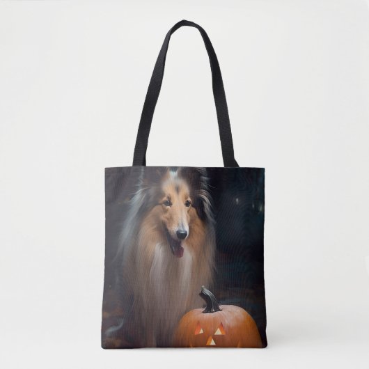 Halloween Rough Collie with Pumpkins Scary Tote Bag (Voorkant)