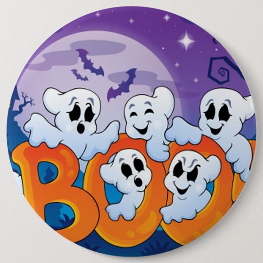 Halloween Round Button/Cute Ghost Ronde Button 6,0 Cm (Voorkant)