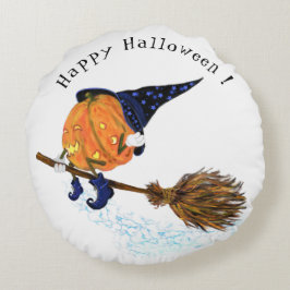 Halloween Round Pillow-heks-pompoenvlieger Rond Kussen