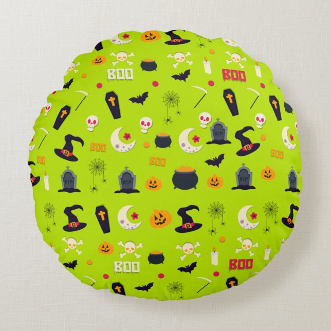 Halloween Round Pillow Rond Kussen (Voorkant)