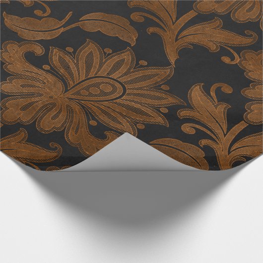 Halloween Royal Floral Damask Cadeaupapier (Hoek)
