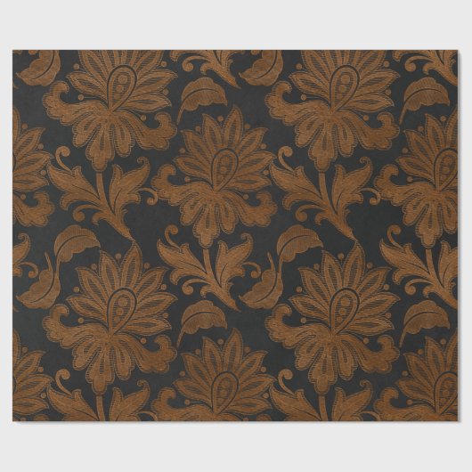 Halloween Royal Floral Damask Cadeaupapier (Vlak)