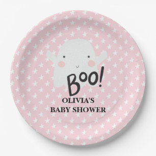 Halloween Roze Baby Shower Kleine Boo Geest Papieren Bordje