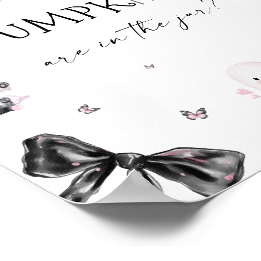 Halloween Roze Baby shower Raad eens hoeveel pompo Poster (Hoek)