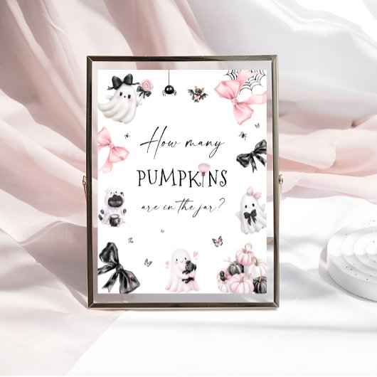 Halloween Roze Baby shower Raad eens hoeveel pompo Poster