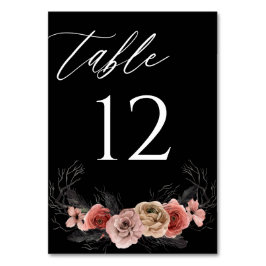 Halloween roze & Black Floral Table Number - Black Kaart