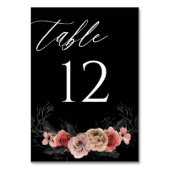 Halloween roze & Black Floral Table Number - Black Kaart (Achterkant)