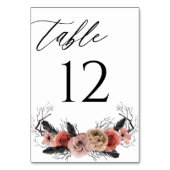 Halloween roze & Black Floral Table Number V2 Kaart (Achterkant)