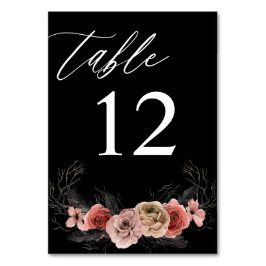 Halloween roze & Black Floral Table Number - zwart Kaart