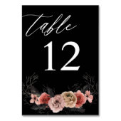 Halloween roze & Black Floral Table Number - zwart Kaart (Achterkant)