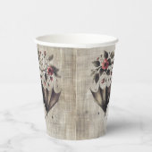 Halloween Roze Bloemen Boze vleermuis Groene blade Papieren Bekers (Rechts)