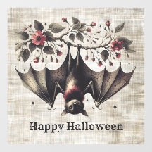 Halloween Roze Bloemen Boze vleermuis Groene blade