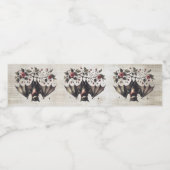 Halloween Roze Bloemen Boze vleermuis Groene blade Waterfles Etiket (Enkel label)