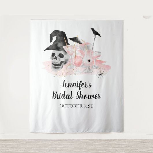 Halloween Roze Cocktail Bruiloftsontvangst Achterg Wandkleed (Voorkant)