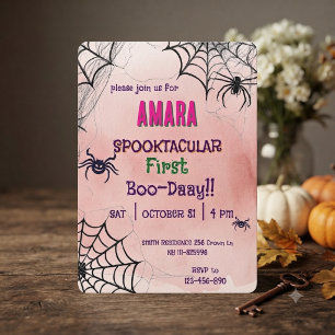 Halloween Roze en spinnen Verjaardag Halloween Kaart