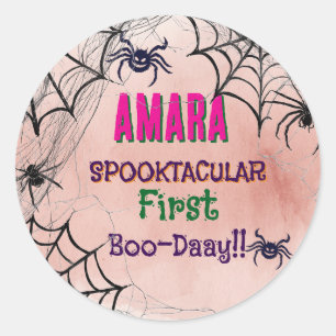 Halloween Roze en spinnen Verjaardag  Halloween  Ronde Sticker