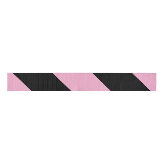 Halloween roze en zwart gestreept grosgrain lint (Voorkant)