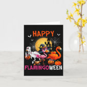Halloween Roze Flamingo Kostuum Skeleton Witch Kaart (Gele Bloem)