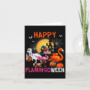 Halloween Roze Flamingo Kostuum Skeleton Witch Kaart