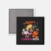 Halloween Roze Flamingo Kostuum Skeleton Witch Magneet (Voorkant / Achterkant)