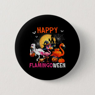 Halloween Roze Flamingo Kostuum Skeleton Witch Ronde Button 5,7 Cm
