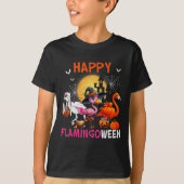 Halloween Roze Flamingo Kostuum Skeleton Witch T-shirt (Voorkant)