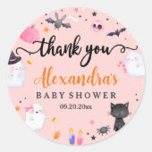 Halloween Roze Geest Baby shower Ronde Sticker (Voorkant)
