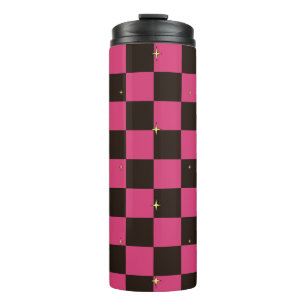 Halloween Roze Geruite Sterrenpatroon Thermische T Thermosbeker