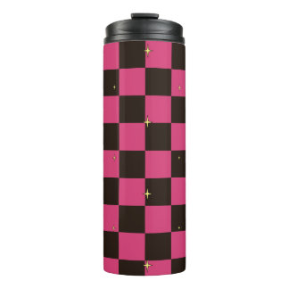 Halloween Roze Geruite Sterrenpatroon Thermische T Thermosbeker