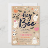 Halloween  Roze Ghost Birthday Spooktacular Kaart (Voorkant)