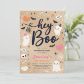 Halloween  Roze Ghost Birthday Spooktacular Kaart (Staand voorkant)