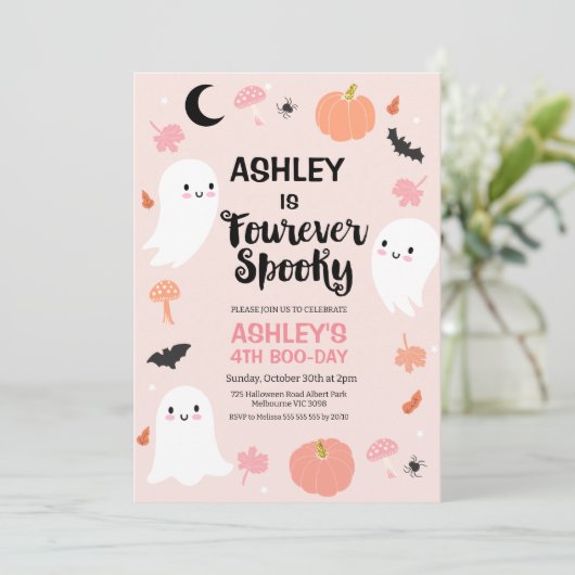 Halloween Roze Halloween Fourever Spooky Verjaarda Kaart (Staand voorkant)