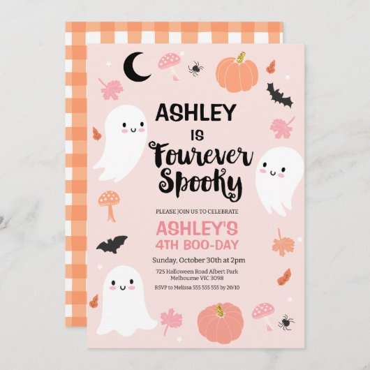 Halloween Roze Halloween Fourever Spooky Verjaarda Kaart (Voorkant / Achterkant)