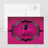Halloween roze heks briefkaart (Voorkant / Achterkant)