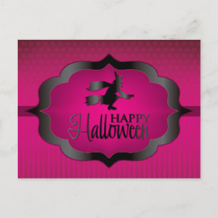 Halloween roze heks briefkaart