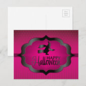Halloween roze heks briefkaart (Voorkant / Achterkant)