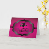 Halloween roze heks kaart (Gele Bloem)