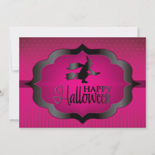 Halloween roze heks kaart (Voorkant)