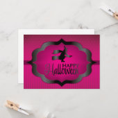 Halloween roze heks kaart (Voorkant / Achterkant in situ)