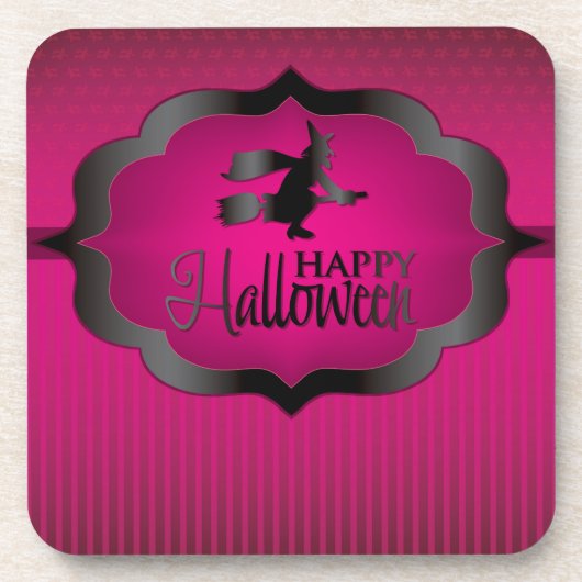 Halloween roze heks onderzetter (Voorkant)
