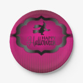 Halloween roze heks papieren bordje (Voorkant)